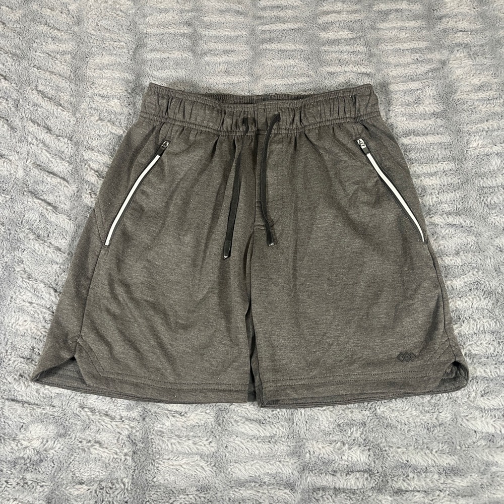 LEG3ND Mens Charcoal Gray Athletic Performance Shorts Size S Zipper Pockets